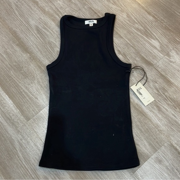 AGOLDE High Neck Ribbed Tank in Black - Picture 6 of 7
